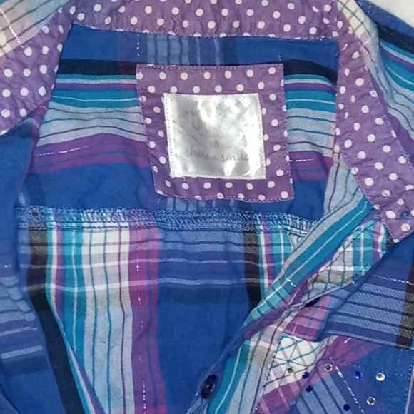 Justice girls long sleeve plaid shirt/top - Picture 2 of 6